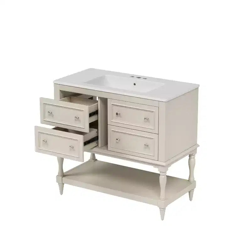 36 Bathroom Vanity with Sink, Bathroom Storage Cabinet with Drawers, Wood Single Sink Bathroom Vanity