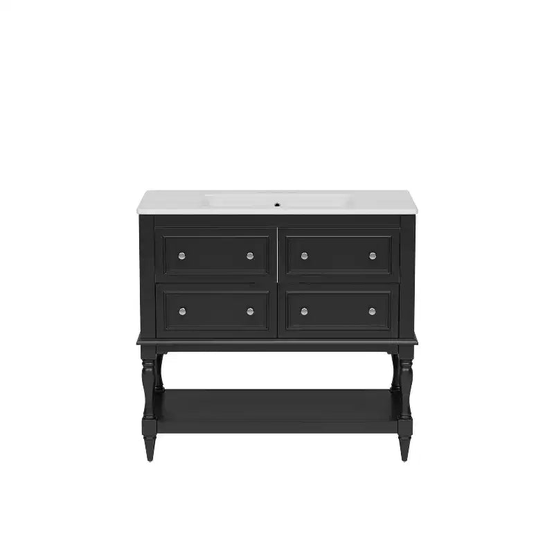 36 Bathroom Vanity with Sink, Bathroom Storage Cabinet with Drawers, Wood Single Sink Bathroom Vanity
