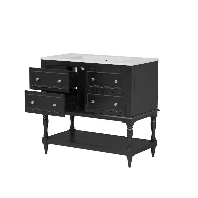 36 Bathroom Vanity with Sink, Bathroom Storage Cabinet with Drawers, Wood Single Sink Bathroom Vanity