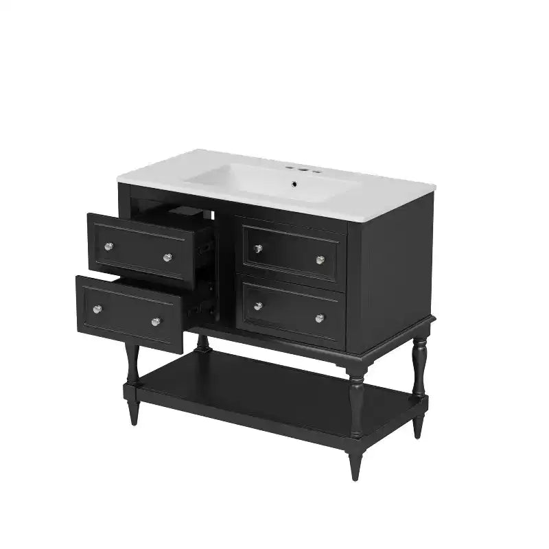36 Bathroom Vanity with Sink, Bathroom Storage Cabinet with Drawers, Wood Single Sink Bathroom Vanity