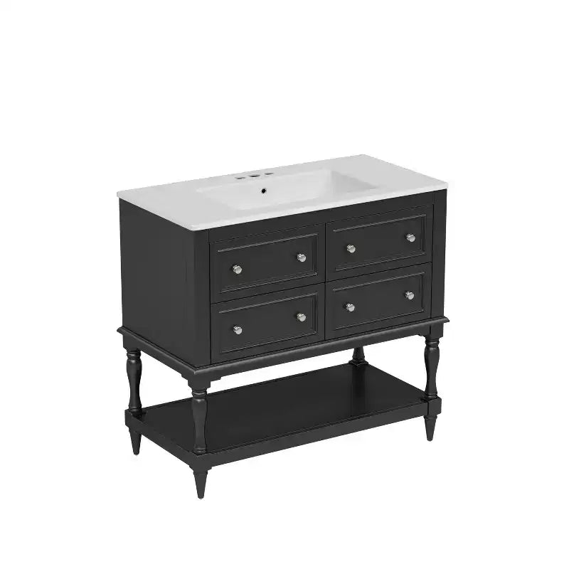 36 Bathroom Vanity with Sink, Bathroom Storage Cabinet with Drawers, Wood Single Sink Bathroom Vanity