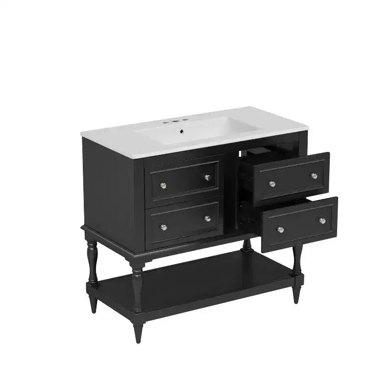 36 Bathroom Vanity with Sink, Bathroom Storage Cabinet with Drawers, Wood Single Sink Bathroom Vanity