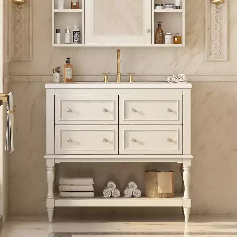 36 Bathroom Vanity with Sink, Bathroom Storage Cabinet with Drawers, Wood Single Sink Bathroom Vanity