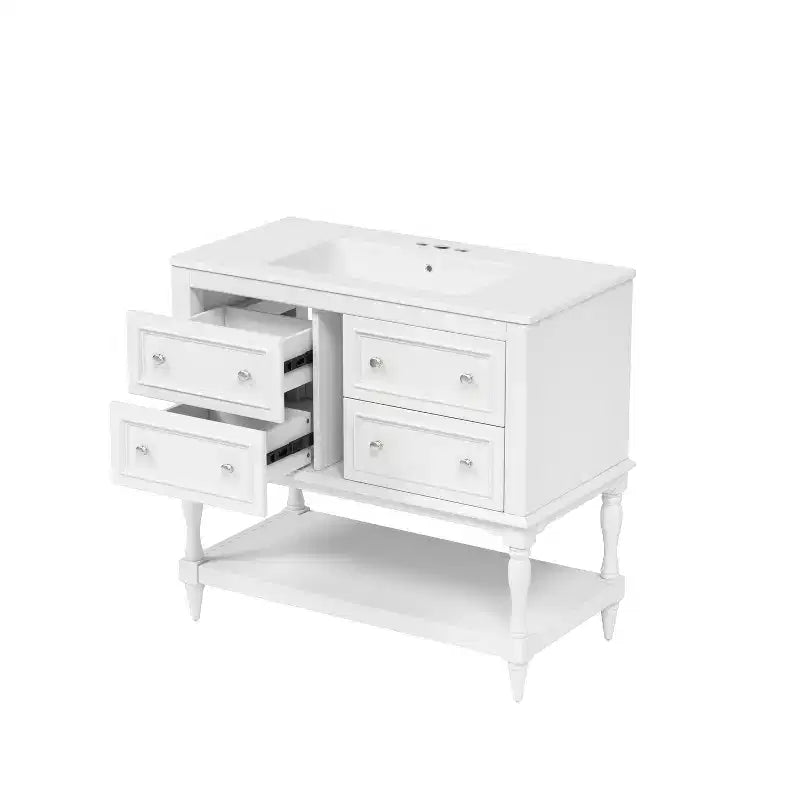 36 Bathroom Vanity with Sink, Bathroom Storage Cabinet with Drawers, Wood Single Sink Bathroom Vanity