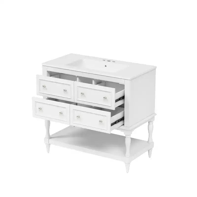 36 Bathroom Vanity with Sink, Bathroom Storage Cabinet with Drawers, Wood Single Sink Bathroom Vanity