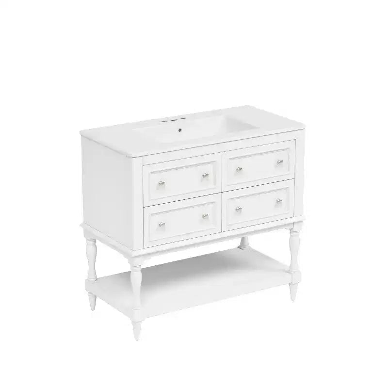 36 Bathroom Vanity with Sink, Bathroom Storage Cabinet with Drawers, Wood Single Sink Bathroom Vanity