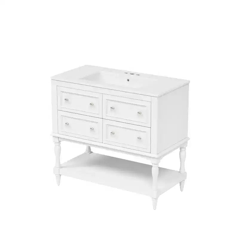 36 Bathroom Vanity with Sink, Bathroom Storage Cabinet with Drawers, Wood Single Sink Bathroom Vanity