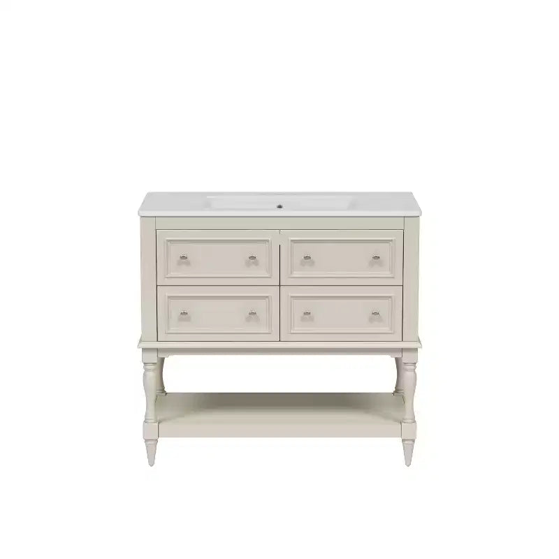 36 Bathroom Vanity with Sink, Bathroom Storage Cabinet with Drawers, Wood Single Sink Bathroom Vanity