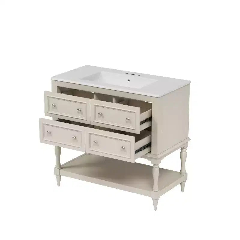 36 Bathroom Vanity with Sink, Bathroom Storage Cabinet with Drawers, Wood Single Sink Bathroom Vanity
