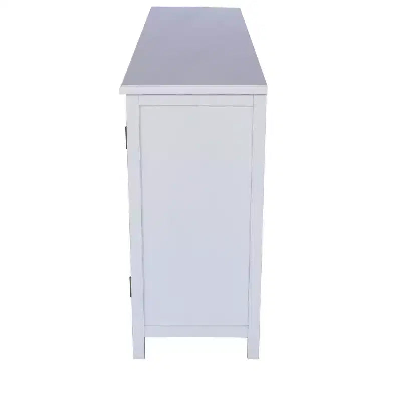 60in Sideboard Pantry Cabinet, Rustic Wood Accent Storage Cabinet with 4 Doors, Versatile Buffet Cabinet for Home Decor and Organization White