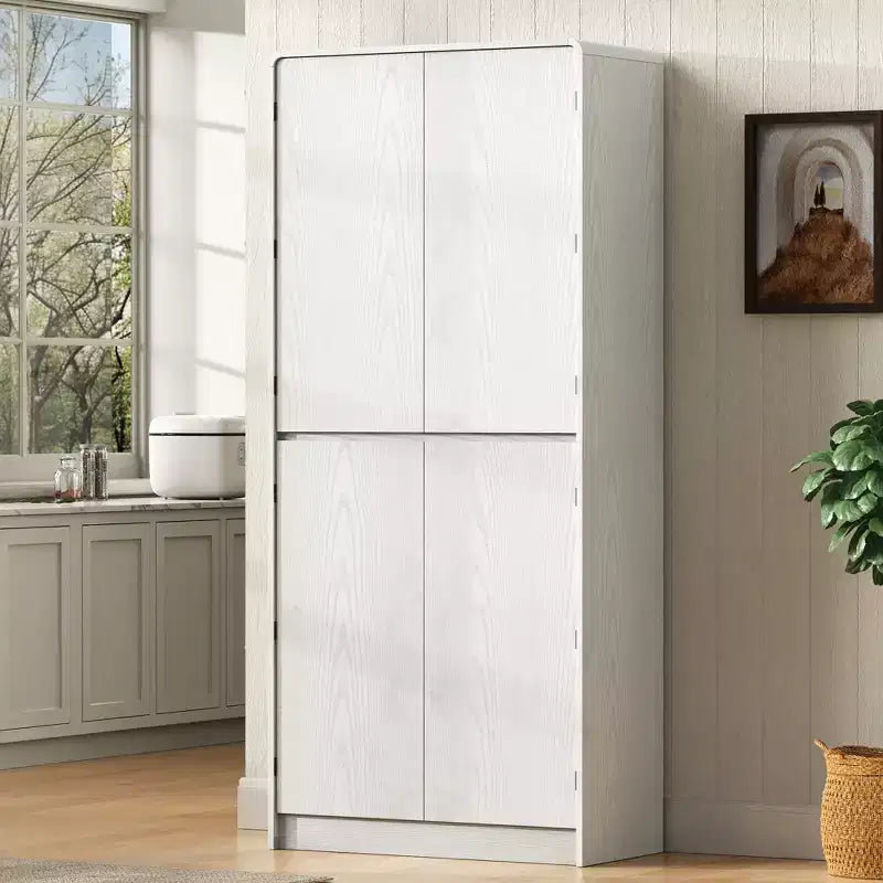 GDFStudio 72 Tall Modern Minimalist Kitchen Pantry Cabinet with 4 Doors, 8 Door Shelves and 3 Adjustable Shelves