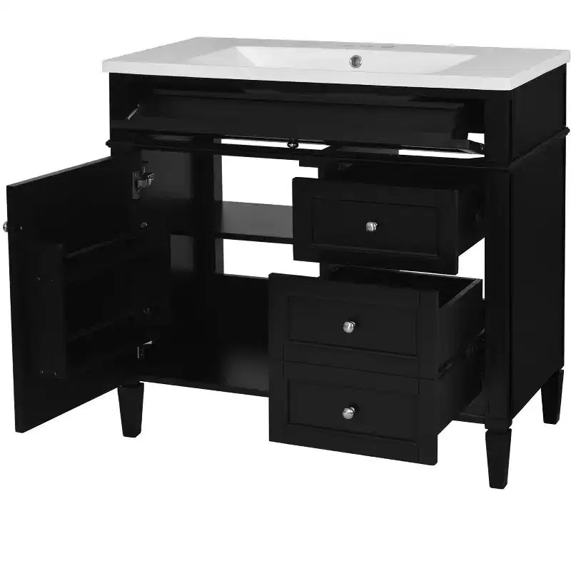 36Bathroom Vanity with Sink, Bathroom Storage Cabinet with Drawers, Single Sink Bathroom Vanity