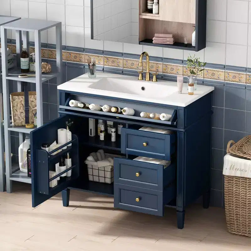 36Bathroom Vanity with Sink, Bathroom Storage Cabinet with Drawers, Single Sink Bathroom Vanity