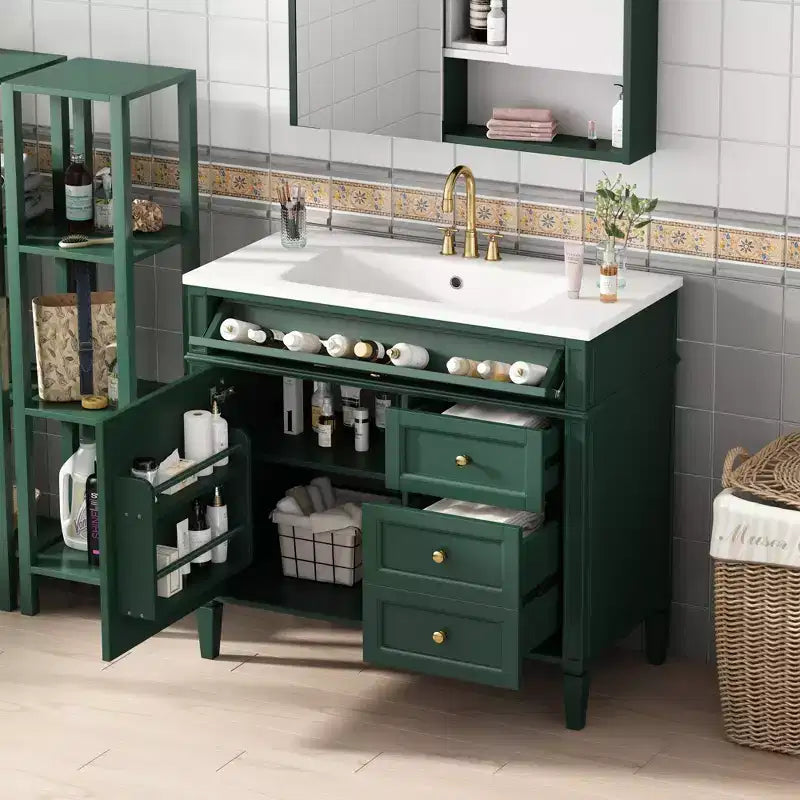 36Bathroom Vanity with Sink, Bathroom Storage Cabinet with Drawers, Single Sink Bathroom Vanity