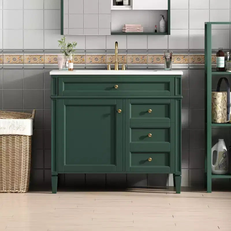 36Bathroom Vanity with Sink, Bathroom Storage Cabinet with Drawers, Single Sink Bathroom Vanity