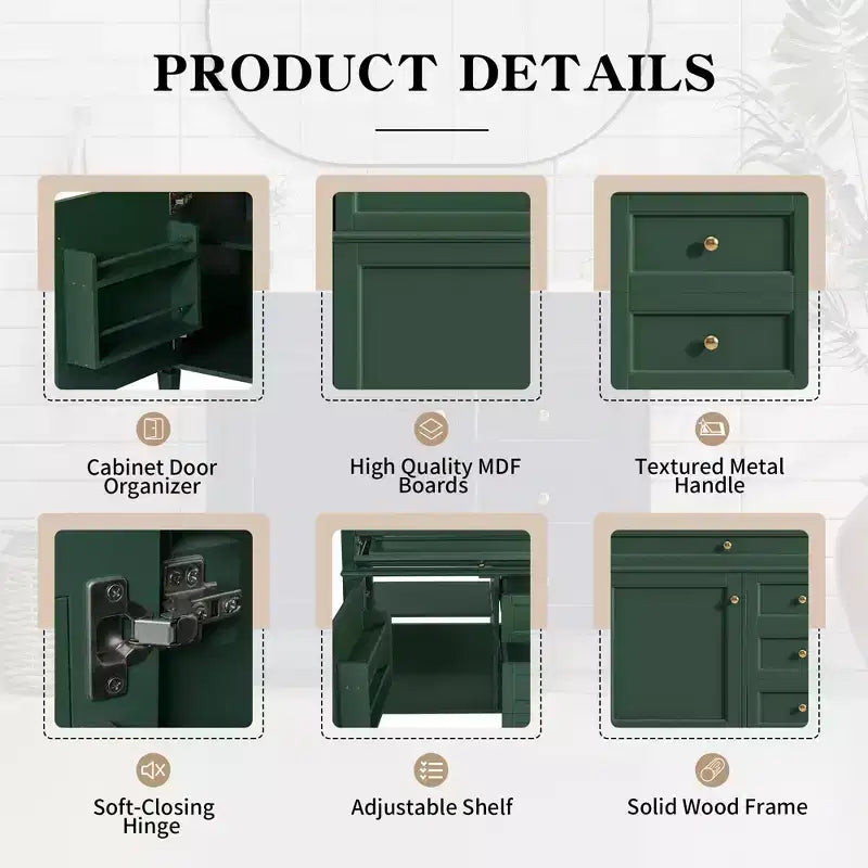36Bathroom Vanity with Sink, Bathroom Storage Cabinet with Drawers, Single Sink Bathroom Vanity