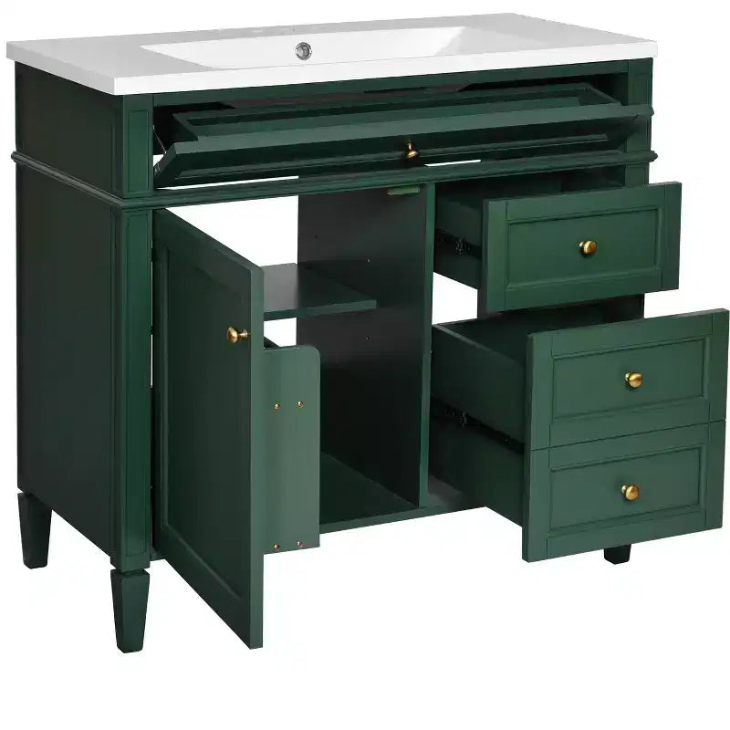 36Bathroom Vanity with Sink, Bathroom Storage Cabinet with Drawers, Single Sink Bathroom Vanity