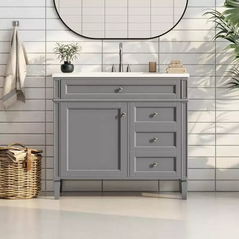 36Bathroom Vanity with Sink, Bathroom Storage Cabinet with Drawers, Single Sink Bathroom Vanity