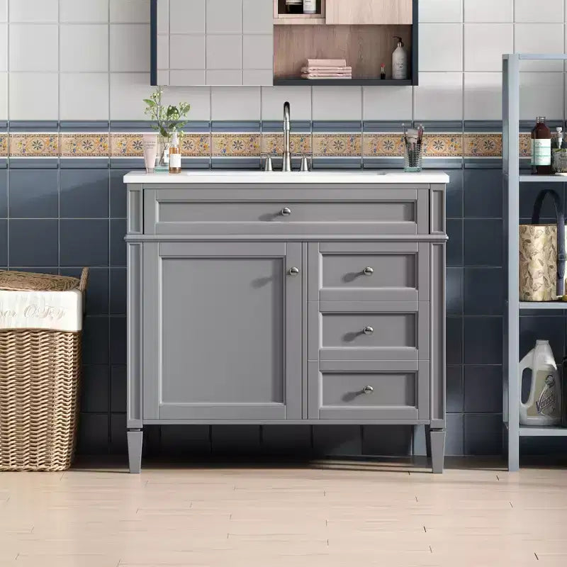 36Bathroom Vanity with Sink, Bathroom Storage Cabinet with Drawers, Single Sink Bathroom Vanity