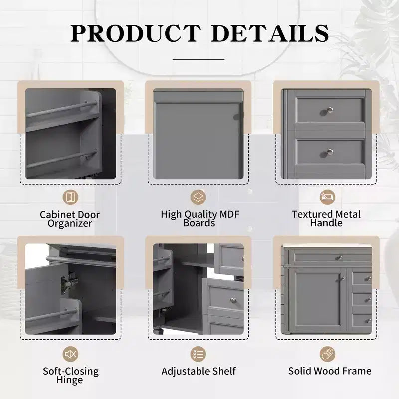 36Bathroom Vanity with Sink, Bathroom Storage Cabinet with Drawers, Single Sink Bathroom Vanity