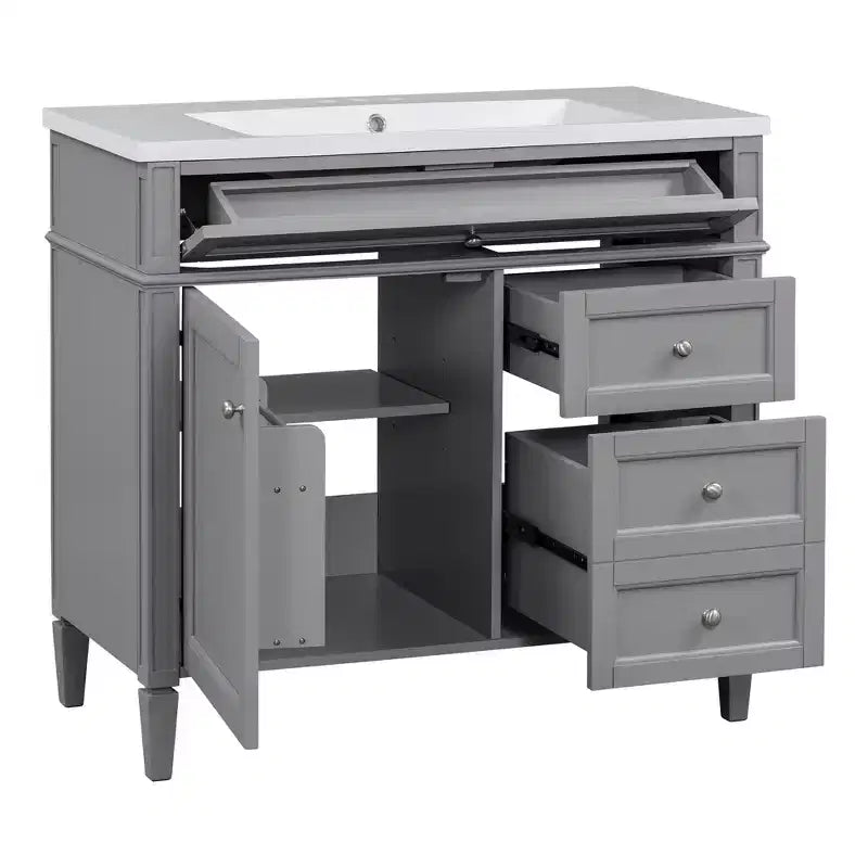 36Bathroom Vanity with Sink, Bathroom Storage Cabinet with Drawers, Single Sink Bathroom Vanity