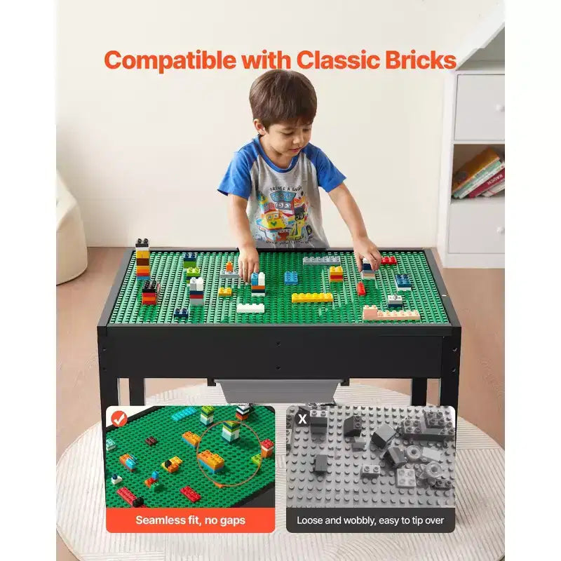 Kids Wooden Activity Table with Double-Sided Top and Storage Bins for Ages 3+