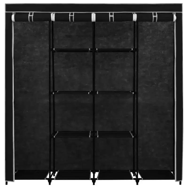 vidaXL Wardrobe Black Iron Frame and Polyester Fabric Large Wardrobe - Black