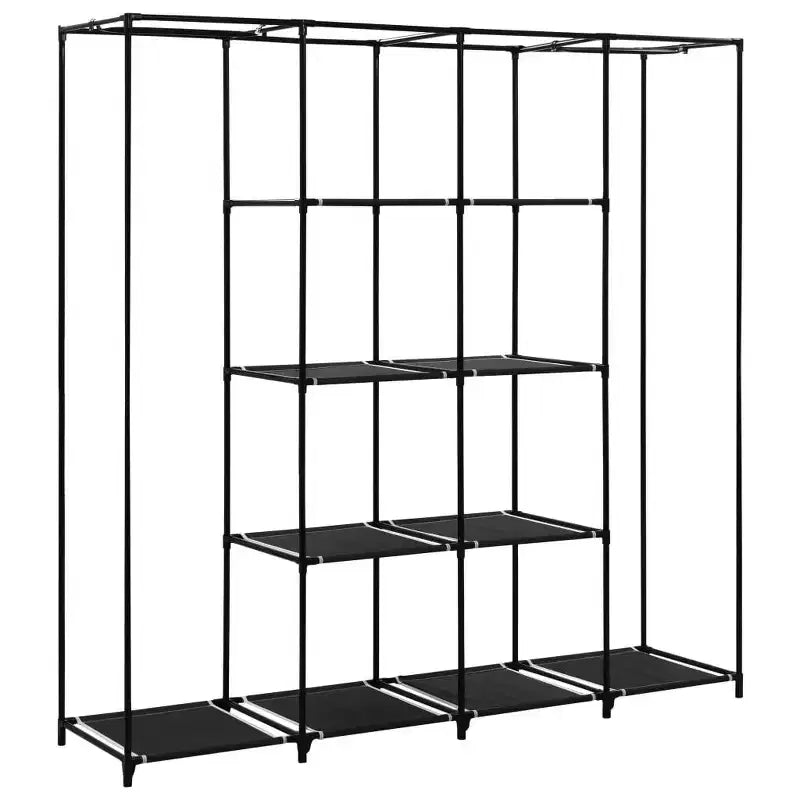 vidaXL Wardrobe Black Iron Frame and Polyester Fabric Large Wardrobe - Black