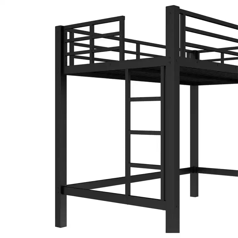 Bellemave Twin/Queen Size Metal Loft Bed with Easy Climbing Ladder and Guardrails, Black