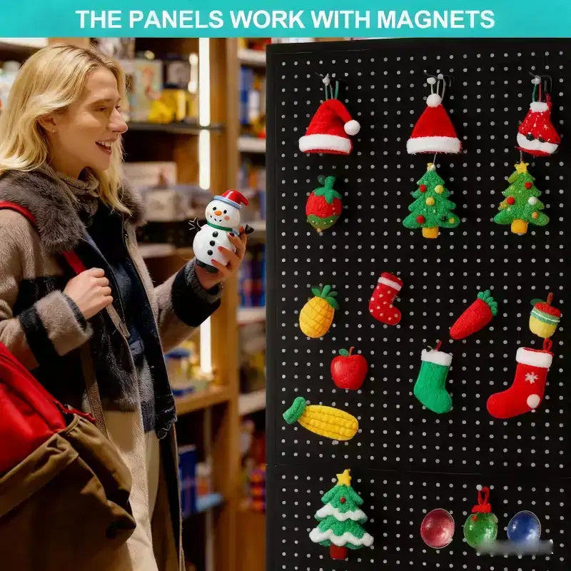 Acekool 2'x5' Pegboard Display Stand with Wheels, Metal Peg Board Display Rack with T-Base and Hooks for Craft Fair, Retail and Home Organizer
