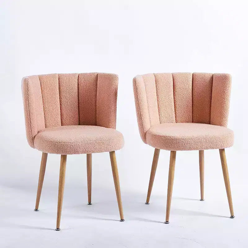 Set of 3 Dining Chairs,Modern Shorthair Upholstered Side Chairs with Armless Design,Iron Tube Wood Color Legs,Perfect for Kitchen,Living Room,or Cafe
