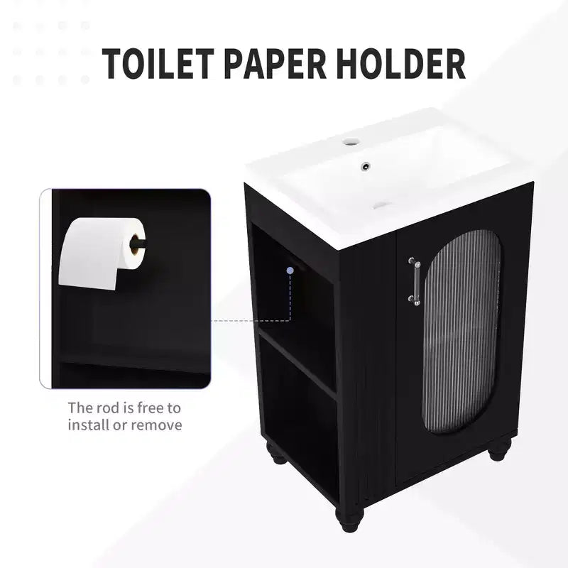 20 Small Bathroom Vanity Sink Combo with Storage , Bathroom Floor Cabinet with Adjustable Shelf
