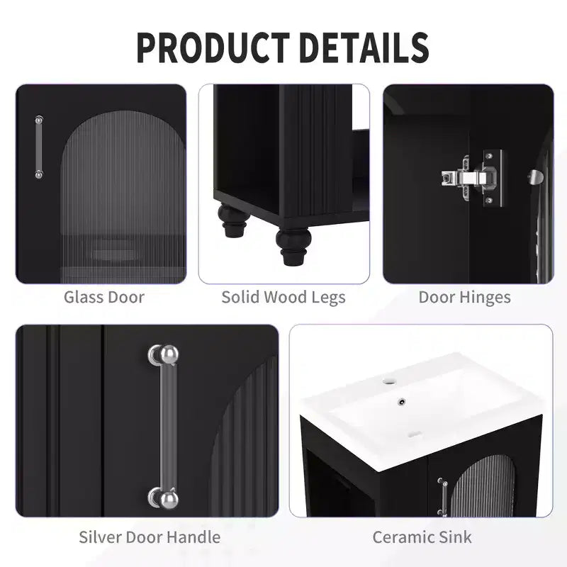 20 Small Bathroom Vanity Sink Combo with Storage , Bathroom Floor Cabinet with Adjustable Shelf