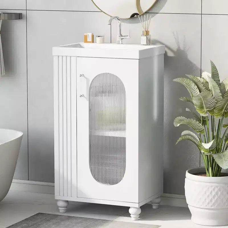 20 Small Bathroom Vanity Sink Combo with Storage , Bathroom Floor Cabinet with Adjustable Shelf