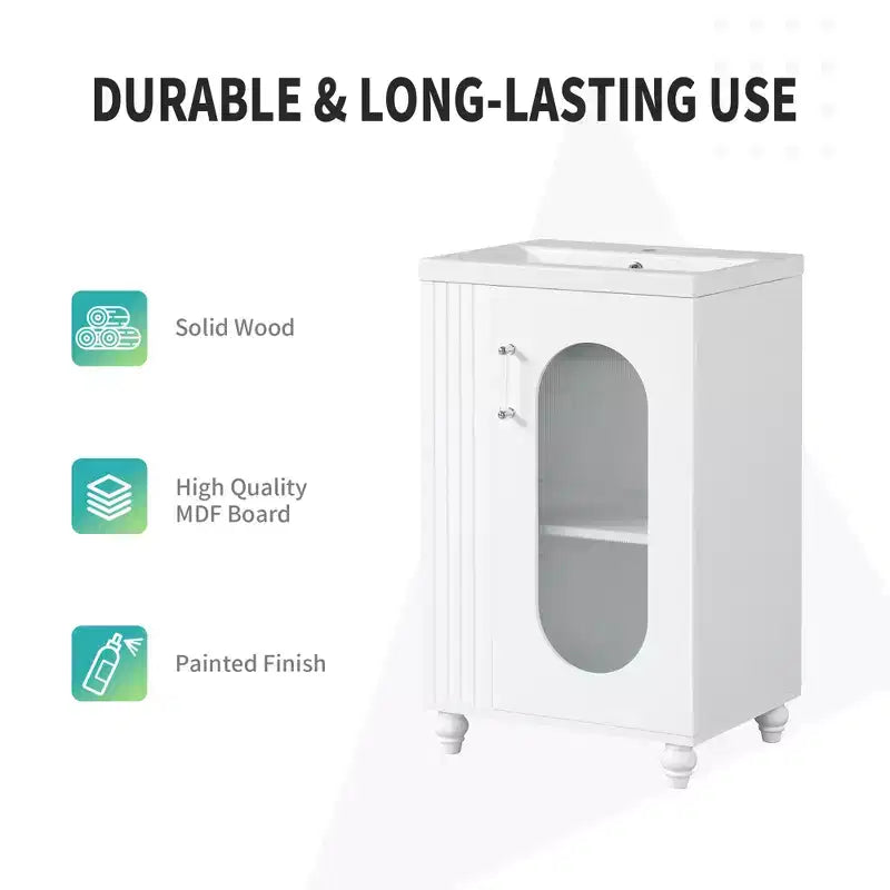 20 Small Bathroom Vanity Sink Combo with Storage , Bathroom Floor Cabinet with Adjustable Shelf