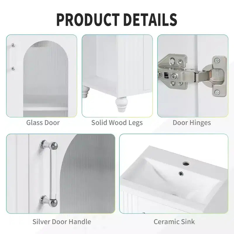 20 Small Bathroom Vanity Sink Combo with Storage , Bathroom Floor Cabinet with Adjustable Shelf