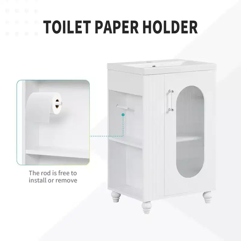 20 Small Bathroom Vanity Sink Combo with Storage , Bathroom Floor Cabinet with Adjustable Shelf