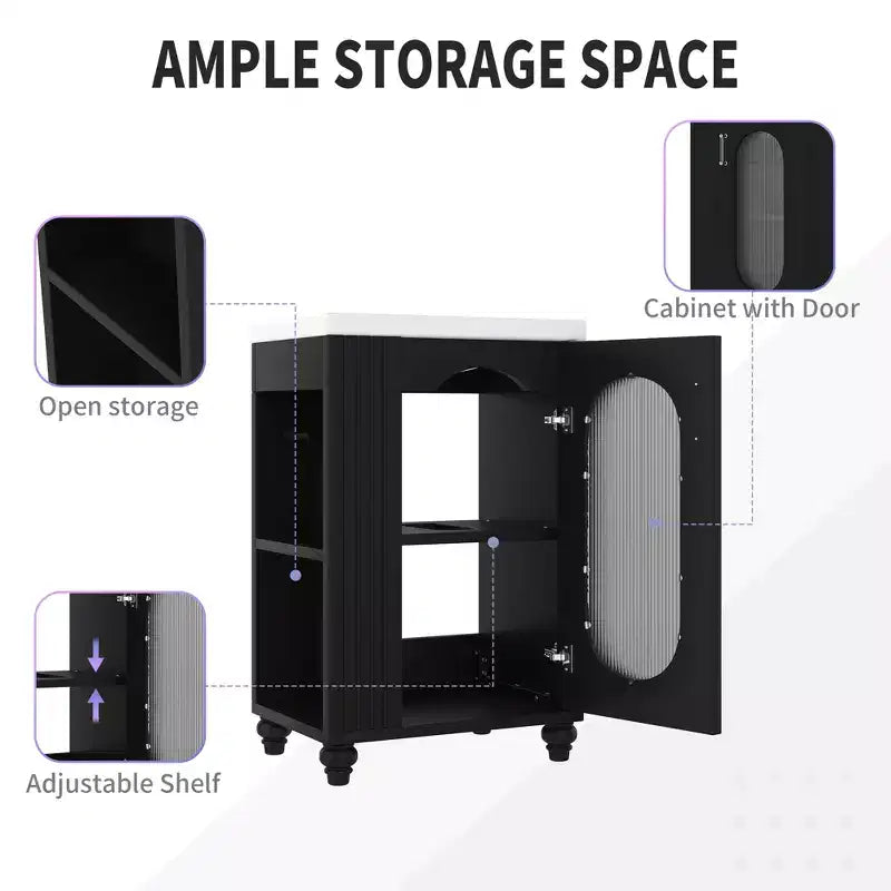 20 Small Bathroom Vanity Sink Combo with Storage , Bathroom Floor Cabinet with Adjustable Shelf