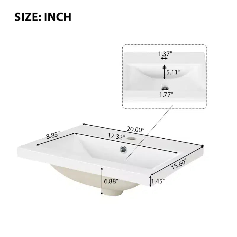 20 Small Bathroom Vanity Sink Combo with Storage , Bathroom Floor Cabinet with Adjustable Shelf
