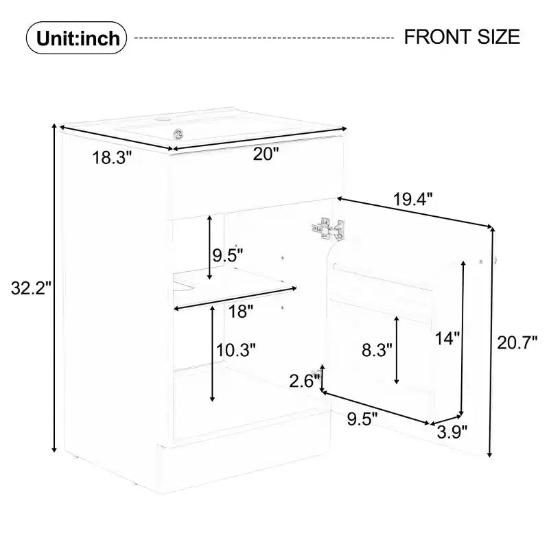 Bathroom Vanity with Sink, Free Standing Single Basin Vanity Set with Storage Rack, Solid Wood Bathroom Cabinet with Ceramic Basin