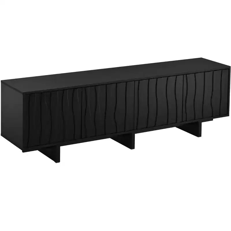 Storage TV Stand for TVs up to 75, TV Console Media Console TV Cabinet Media Entertainment Center with Wavy Push-to-open Door&Sturdy Base -ModernLuxe