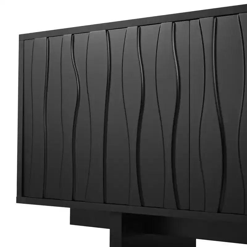 Storage TV Stand for TVs up to 75, TV Console Media Console TV Cabinet Media Entertainment Center with Wavy Push-to-open Door&Sturdy Base -ModernLuxe