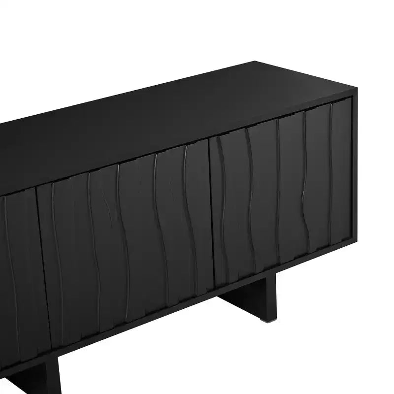 Storage TV Stand for TVs up to 75, TV Console Media Console TV Cabinet Media Entertainment Center with Wavy Push-to-open Door&Sturdy Base -ModernLuxe