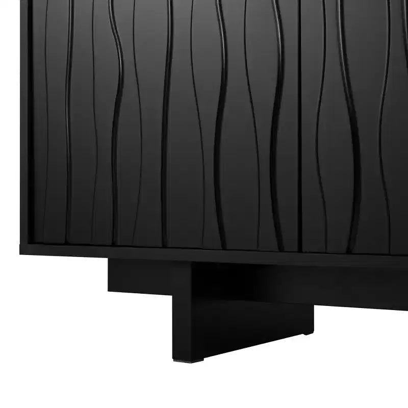Storage TV Stand for TVs up to 75, TV Console Media Console TV Cabinet Media Entertainment Center with Wavy Push-to-open Door&Sturdy Base -ModernLuxe