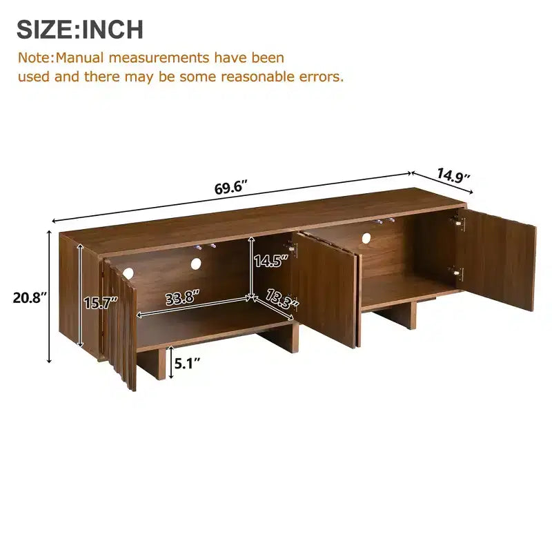 Storage TV Stand for TVs up to 75, TV Console Media Console TV Cabinet Media Entertainment Center with Wavy Push-to-open Door&Sturdy Base -ModernLuxe