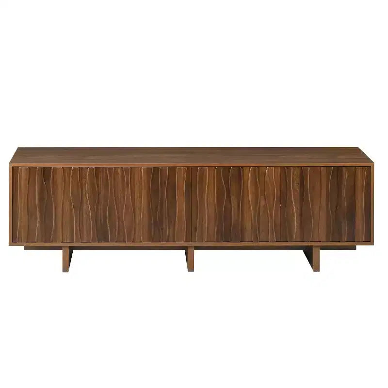 Storage TV Stand for TVs up to 75, TV Console Media Console TV Cabinet Media Entertainment Center with Wavy Push-to-open Door&Sturdy Base -ModernLuxe
