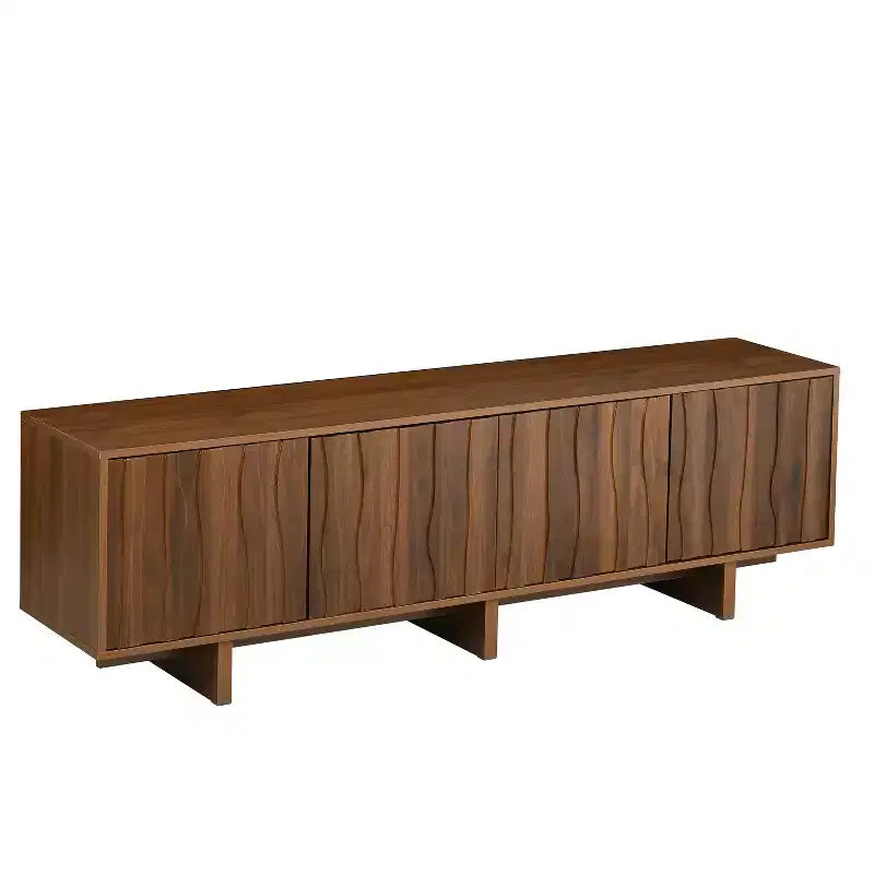Storage TV Stand for TVs up to 75, TV Console Media Console TV Cabinet Media Entertainment Center with Wavy Push-to-open Door&Sturdy Base -ModernLuxe