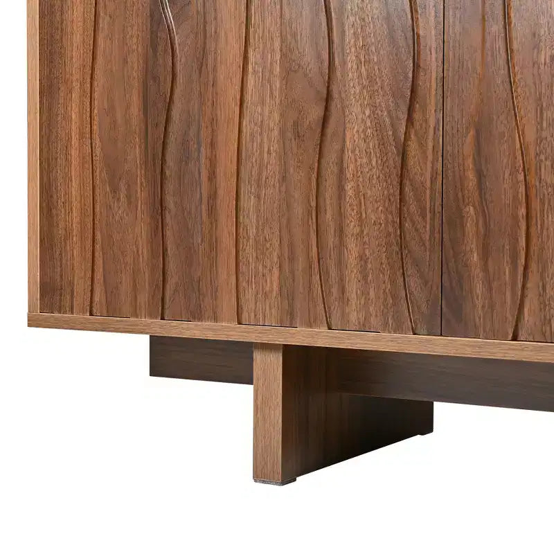 Storage TV Stand for TVs up to 75, TV Console Media Console TV Cabinet Media Entertainment Center with Wavy Push-to-open Door&Sturdy Base -ModernLuxe