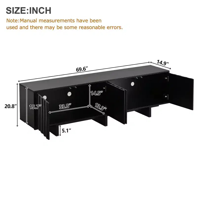 Storage TV Stand for TVs up to 75, TV Console Media Console TV Cabinet Media Entertainment Center with Wavy Push-to-open Door&Sturdy Base -ModernLuxe