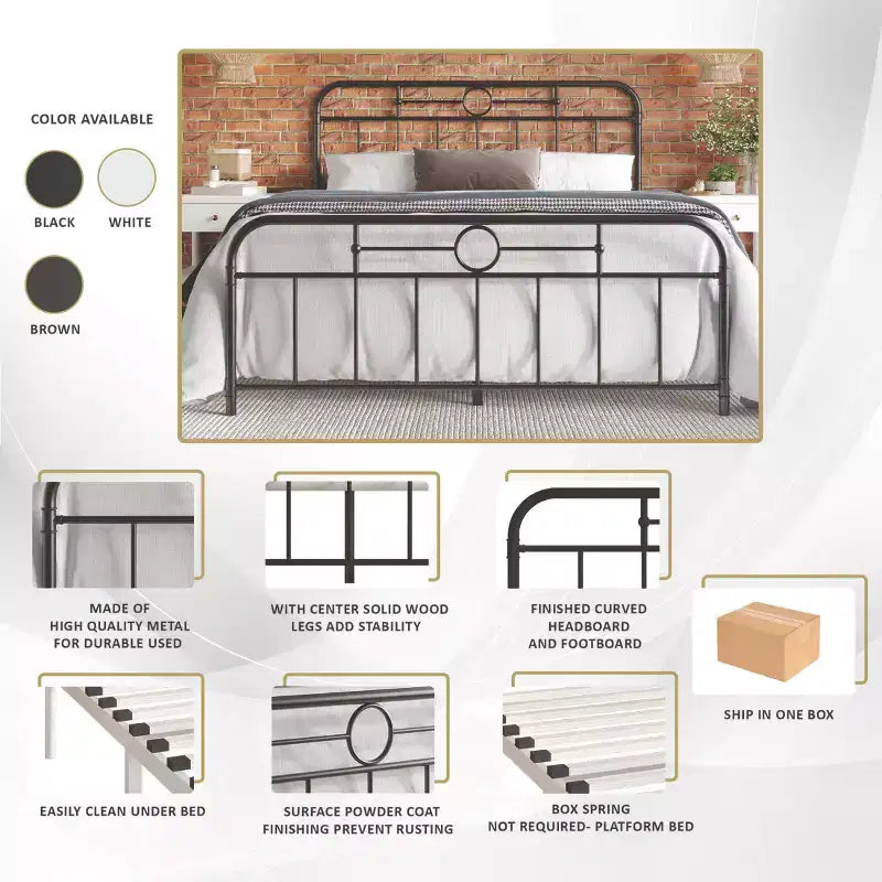 ChaletPosh King Size Metal Platform Bed